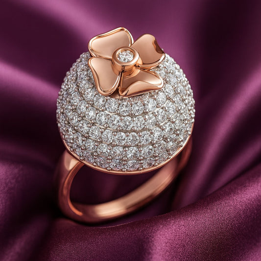 Rose Gold Floral Dome Ring - Eloura Sterling