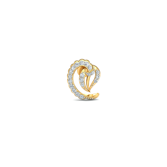 Silver gold scalloped heart CZ earrings in 925 sterling silver