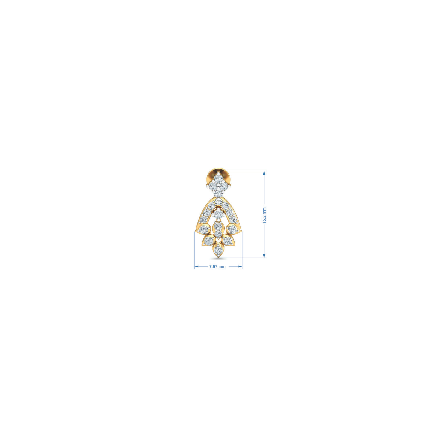 Silver gold geometric drop CZ earrings in 925 sterling silver for wedding wear