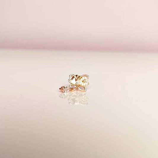 925 sterling silver butterfly outline stud earrings with gold polish finish