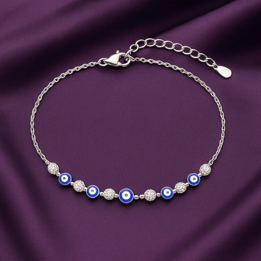 Celeste Evil Eye Bracelet 925 Sterling Silver Beaded Charm - Eloura Sterling