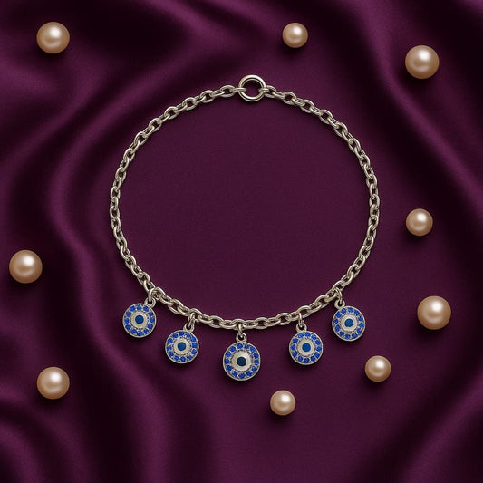 Azure Charm Evil Eye Sterling Silver Bracelet - Eloura Sterling