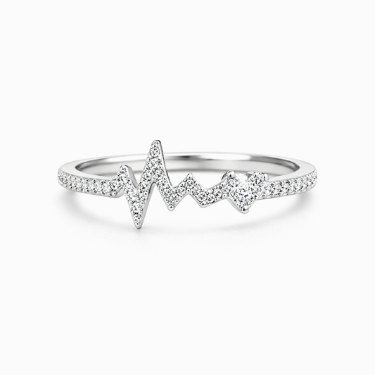 Silver heartbeat CZ ring in 925 sterling silver by Eloura Sterling