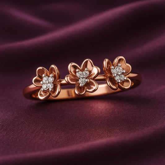 Rose Gold Blossom Band Ring - Eloura Sterling