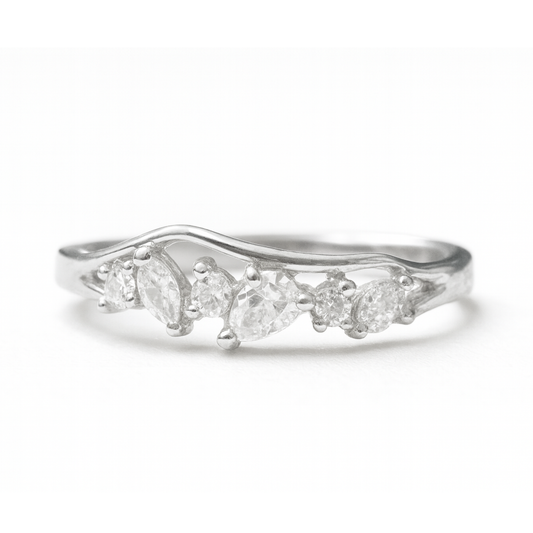 Silver Marquise Cluster Ring-Eloura Sterling