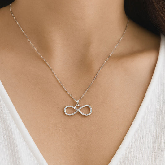 Infinity Sparkle 925 Sterling Silver Necklace for Women