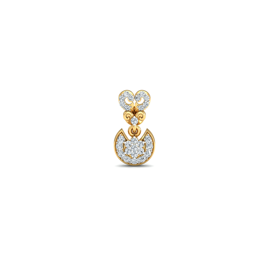 Silver gold heart drop CZ earrings in 925 sterling silver for bridal wear