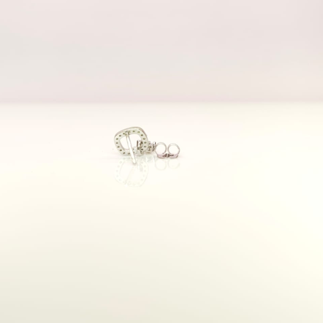 Square Halo CZ Stud Earrings | 925 Sterling Silver