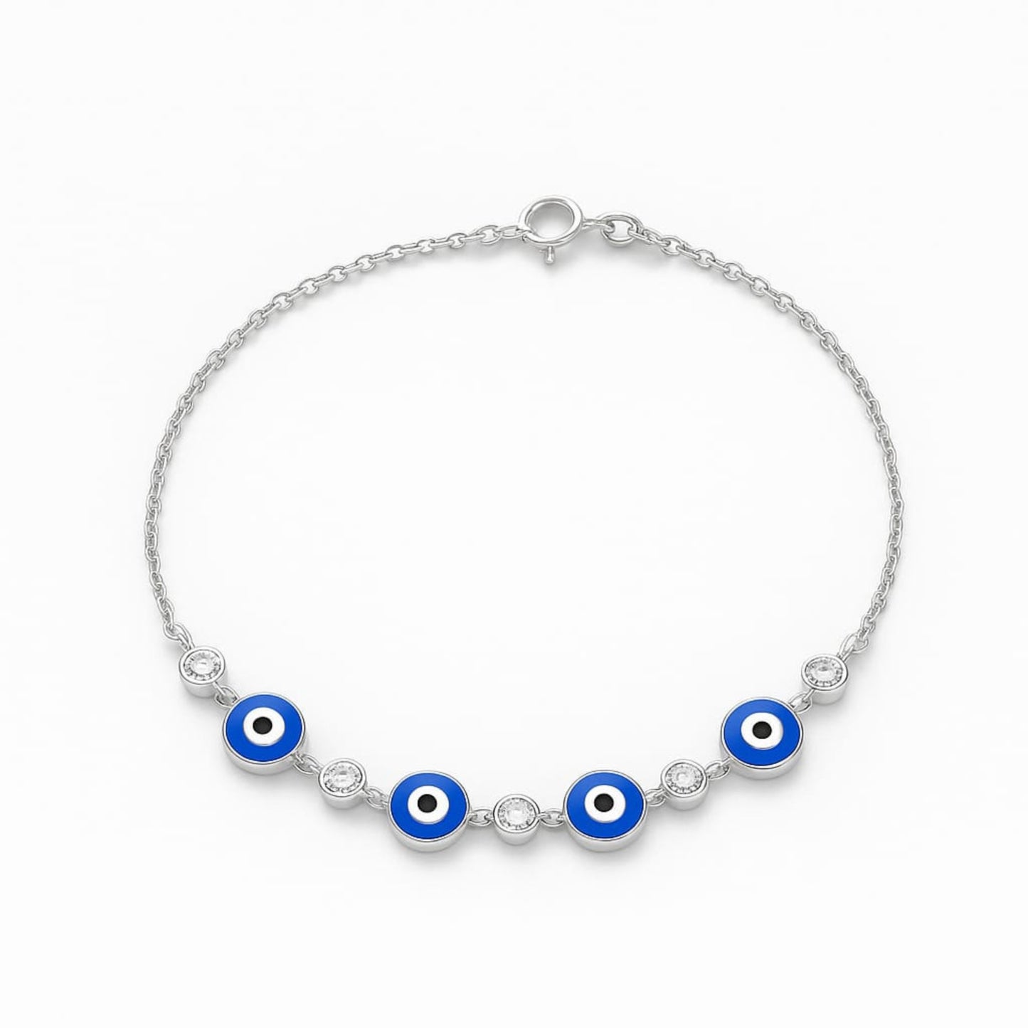 Azure Evil Eye Bracelet 925 Sterling Silver Blue Charm - Eloura Sterling