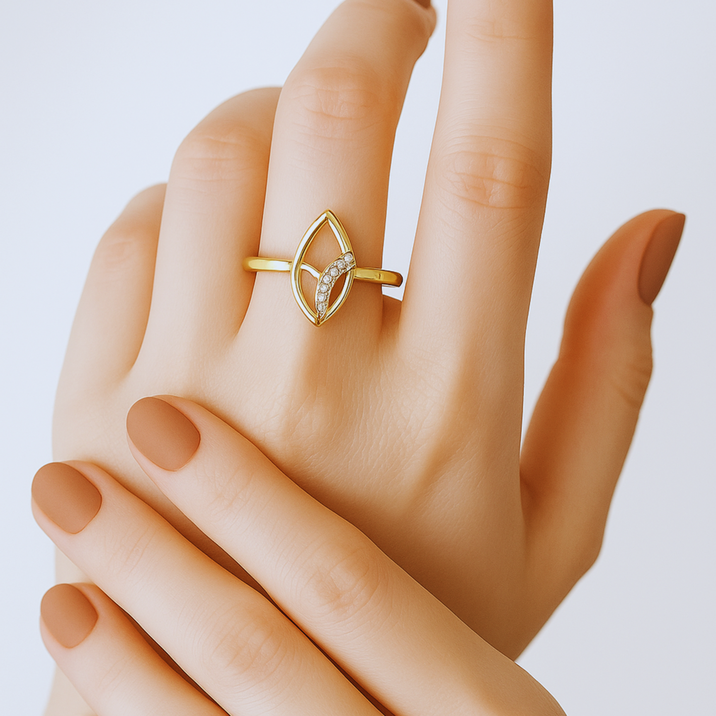 Gold Plated Leaf Ring- Eloura Sterling