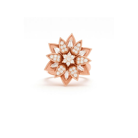 Rose Gold Regal Lotus Ring - Eloura Sterling