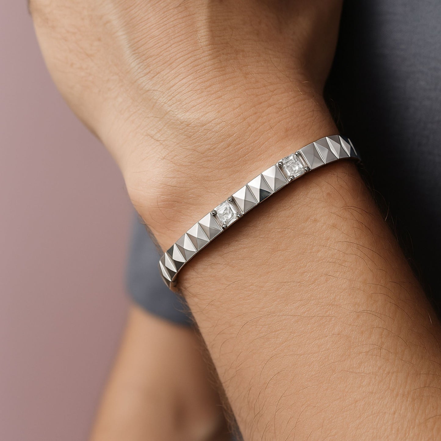 Argent Edge Men's Studded Bracelet Premium 925 Silver Chain by Eloura Sterling - Eloura Sterling