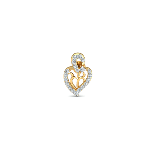 Silver gold double heart CZ earrings in 925 sterling silver