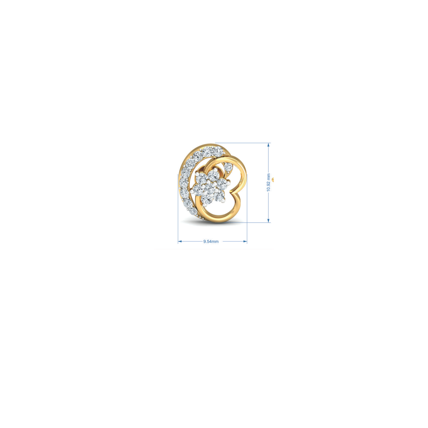 Silver gold double loop floral CZ earrings in 925 sterling silver