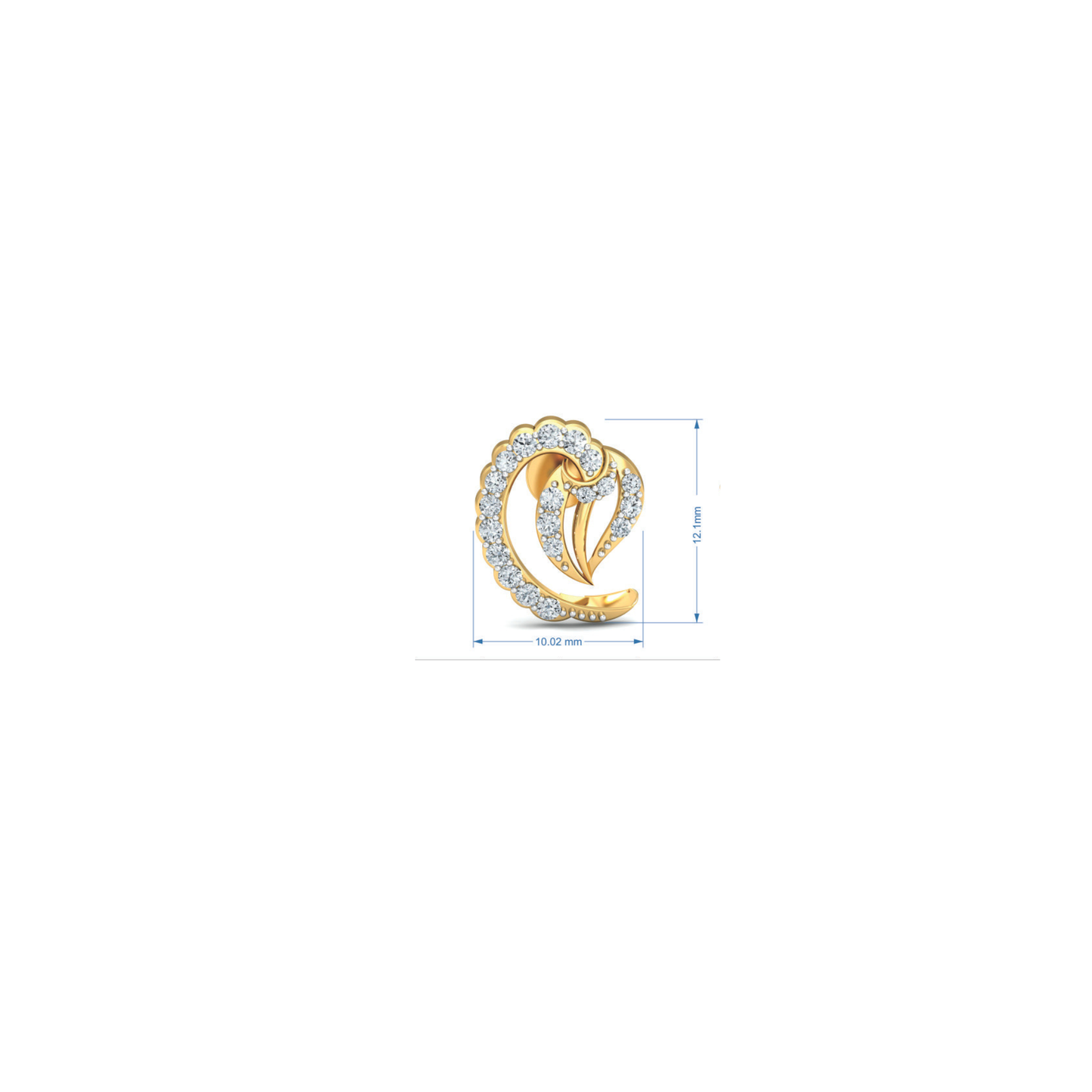 Silver gold scalloped heart CZ earrings in 925 sterling silver
