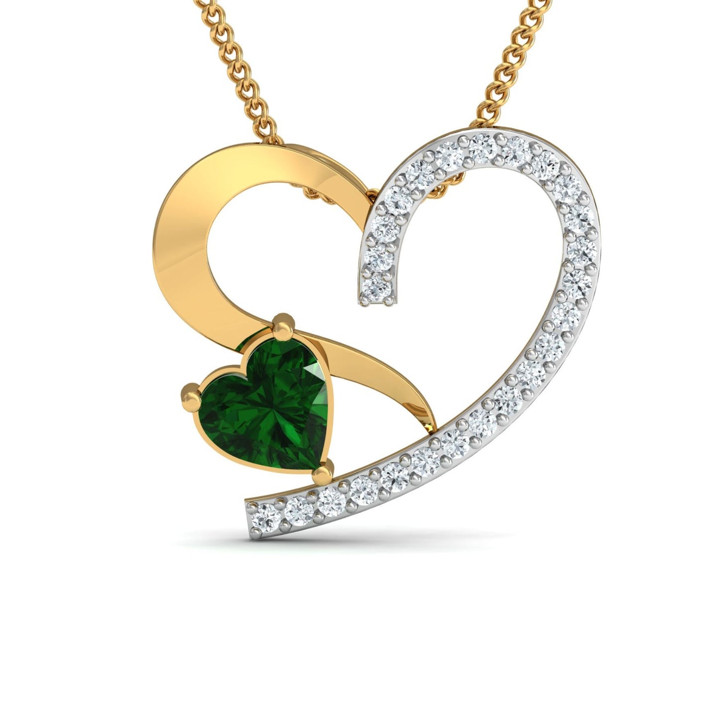 Emerald Heart Pendant & Earring Set