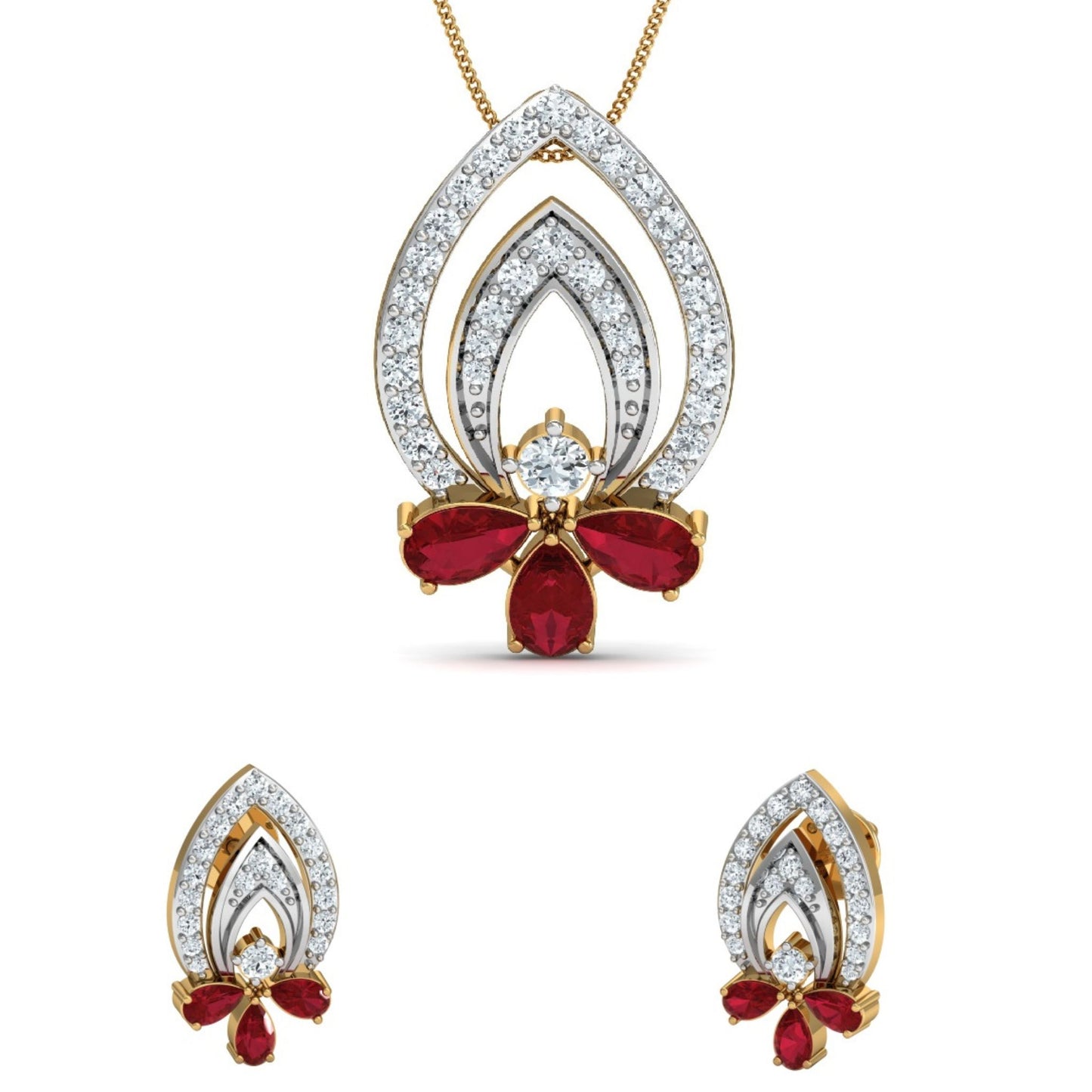 Crimson Elegance Pendant & Earring Set