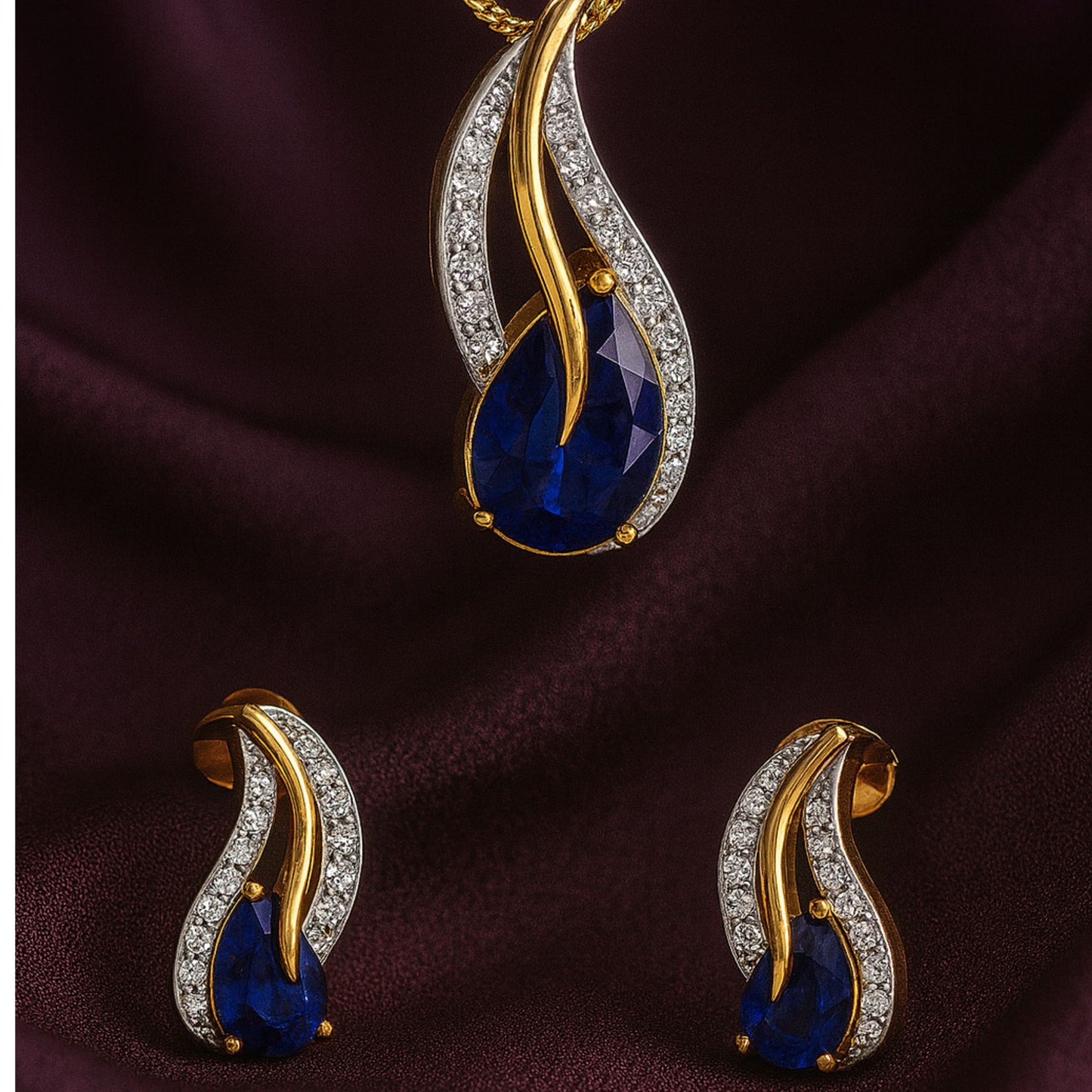 Midnight Teardrop Pendant & Earring Set