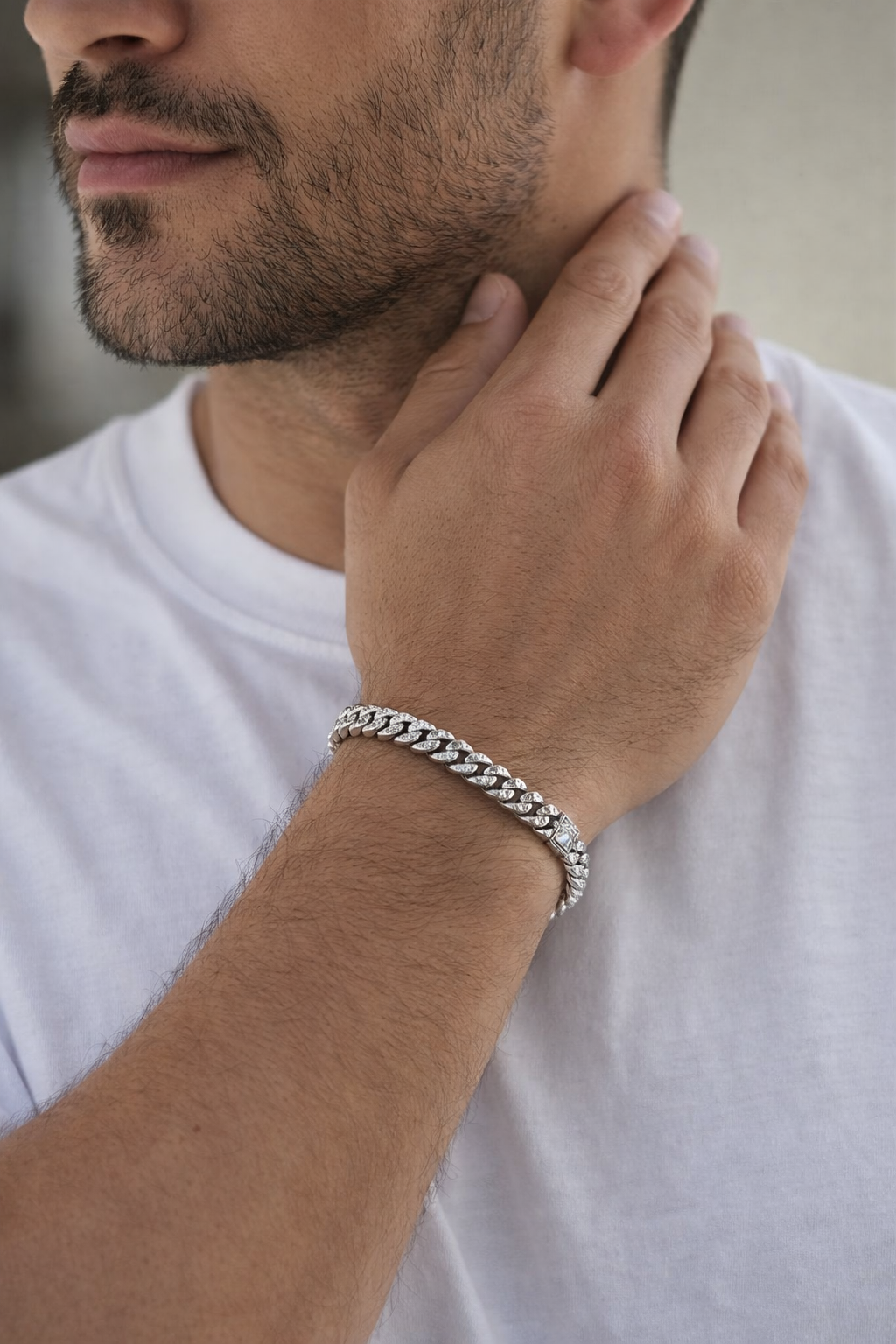 Silver Glacier Cuban Men’s Bracelet in 925 Sterling Silver Cuban Link