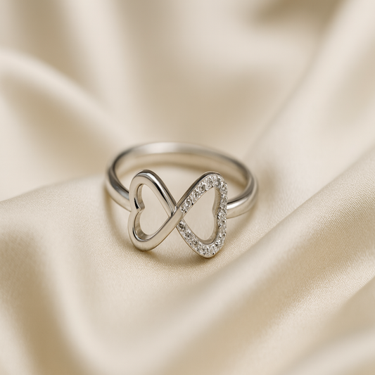 Silver Infinity Heart Ring- Eloura Sterling