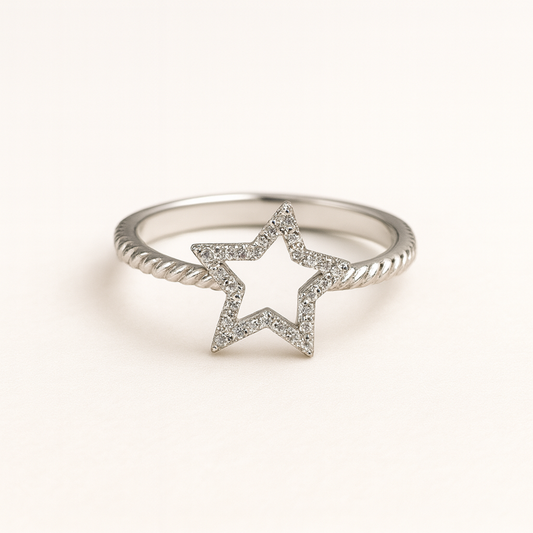 Silver Star Outline Ring- Eloura Sterling