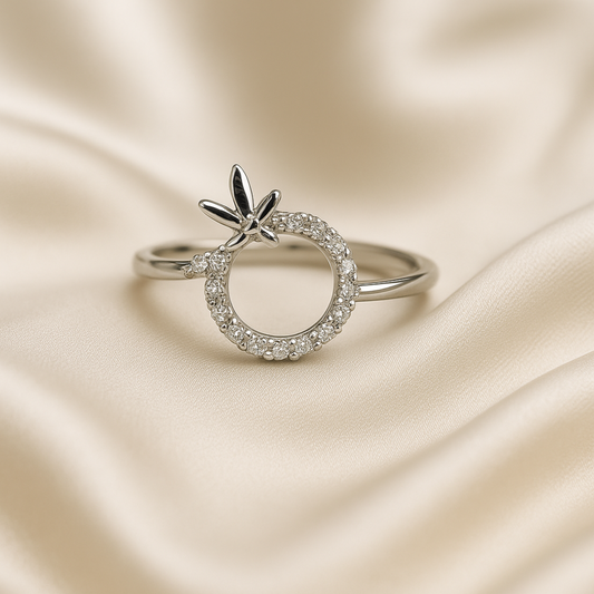 Silver Dragonfly Halo Ring - Eloura Sterling
