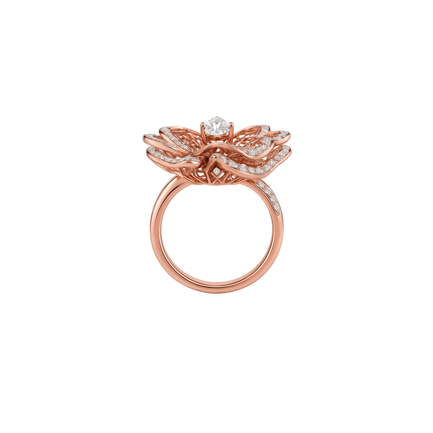 Rose Gold Orchid Bloom Floral Ring Eloura Sterling