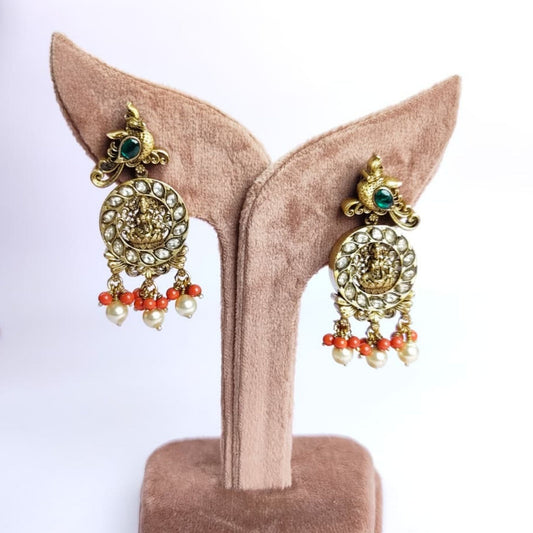 Vishnu Lakshmi Temple Jewellery Set | 925 Sterling Silver Gold Polish - Eloura Sterling