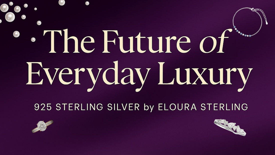 Premium 925 sterling silver jewellery hero banner by Eloura Sterling showcasing luxury modern silver designs.