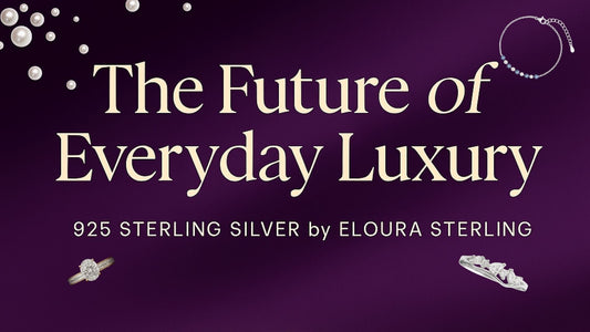 Premium 925 sterling silver jewellery hero banner by Eloura Sterling showcasing luxury modern silver designs.