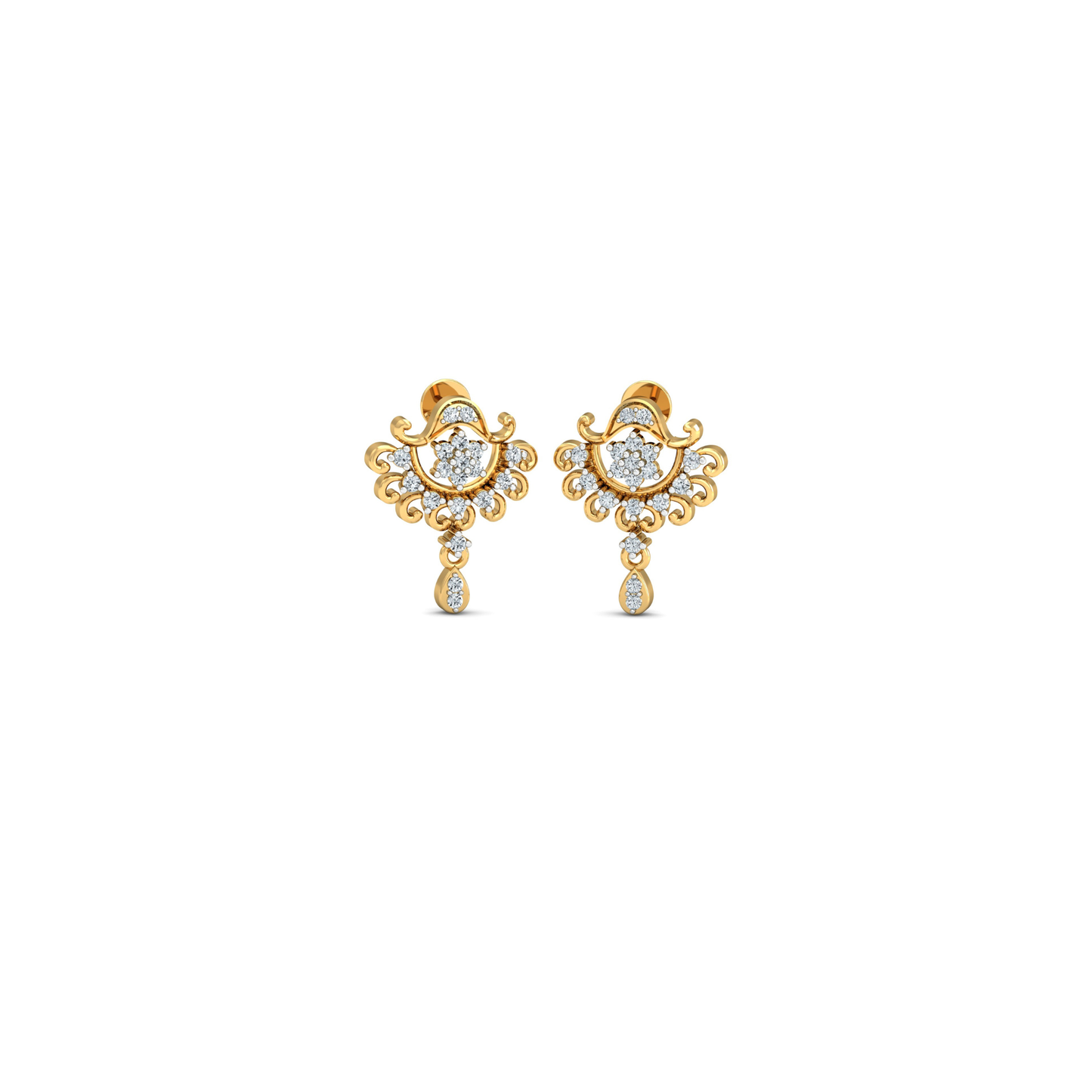 Silver gold royal drop CZ earrings in 925 sterling silver for bridal wear