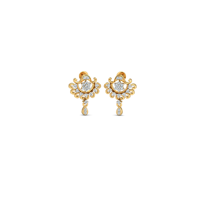 Silver gold royal drop CZ earrings in 925 sterling silver for bridal wear