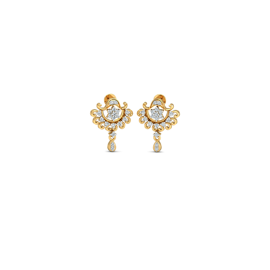 Silver gold royal drop CZ earrings in 925 sterling silver for bridal wear