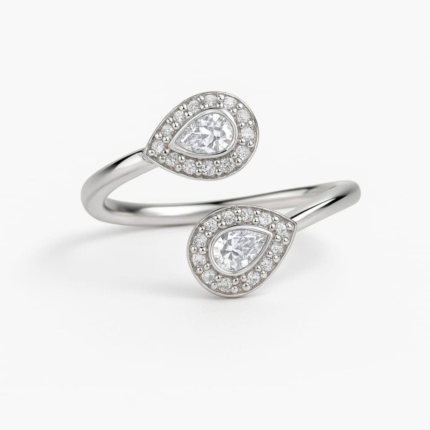 Silver Dewdrop Dual Pear Ring Eloura Sterling
