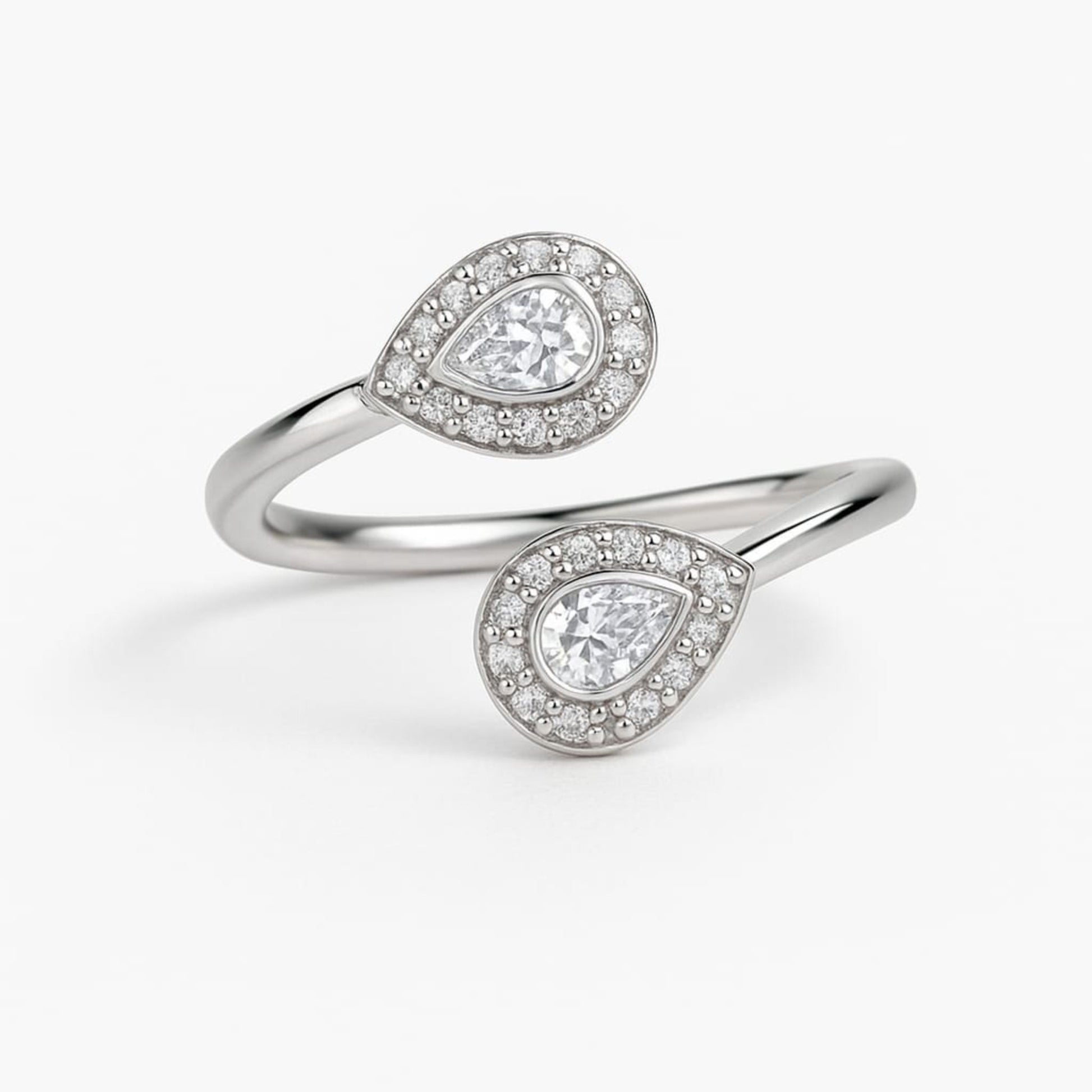 Silver Dewdrop Dual Pear Ring Eloura Sterling