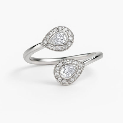 Silver Dewdrop Dual Pear Ring Eloura Sterling