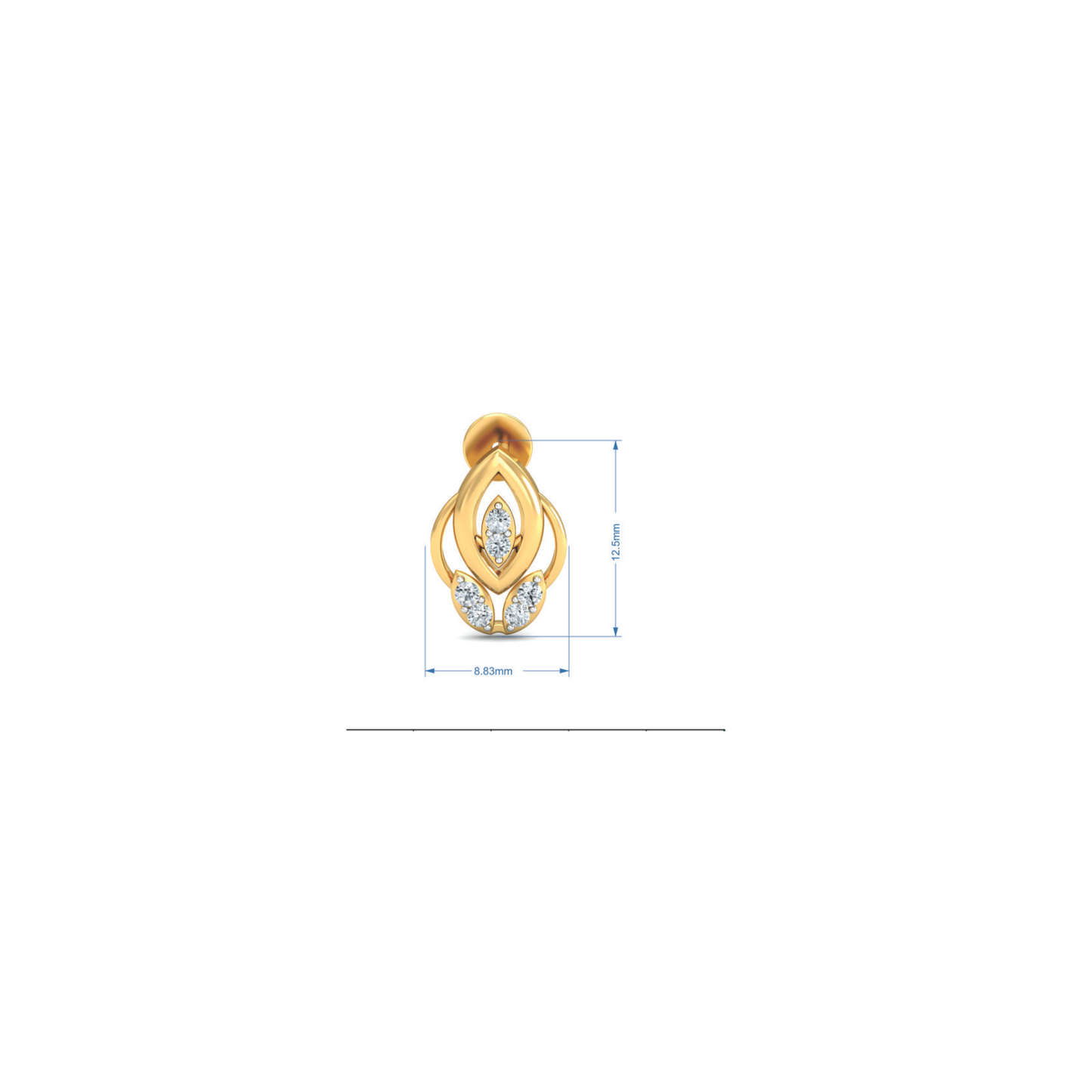 Silver gold marquise frame CZ earrings in 925 sterling silver