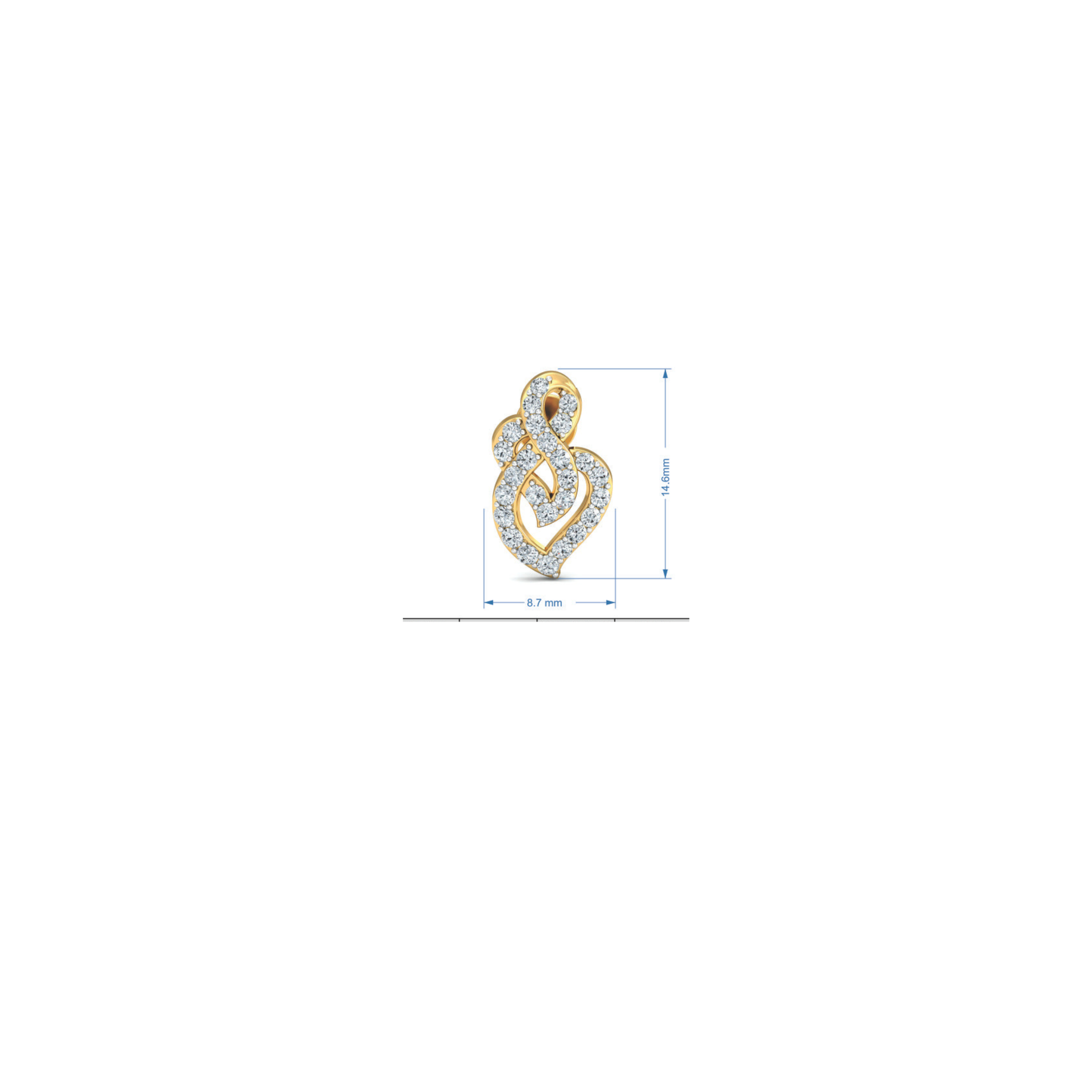 Silver gold intertwined heart CZ earrings in 925 sterling silver