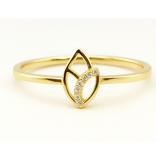 Gold Plated Leaf Ring- Eloura Sterling