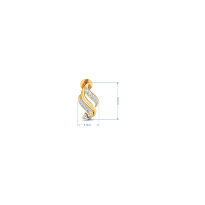Silver gold wave CZ drop earrings in 925 sterling silver