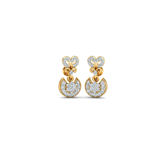 Silver gold heart drop CZ earrings in 925 sterling silver for bridal wear