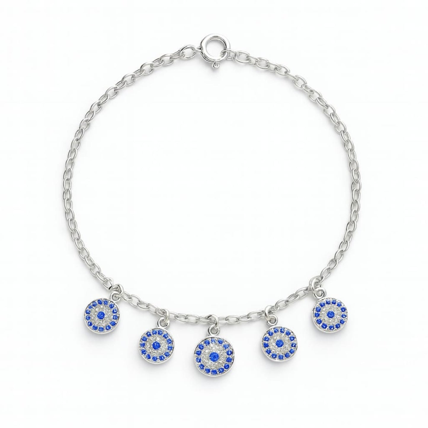 Azure Charm Evil Eye Sterling Silver Bracelet - Eloura Sterling