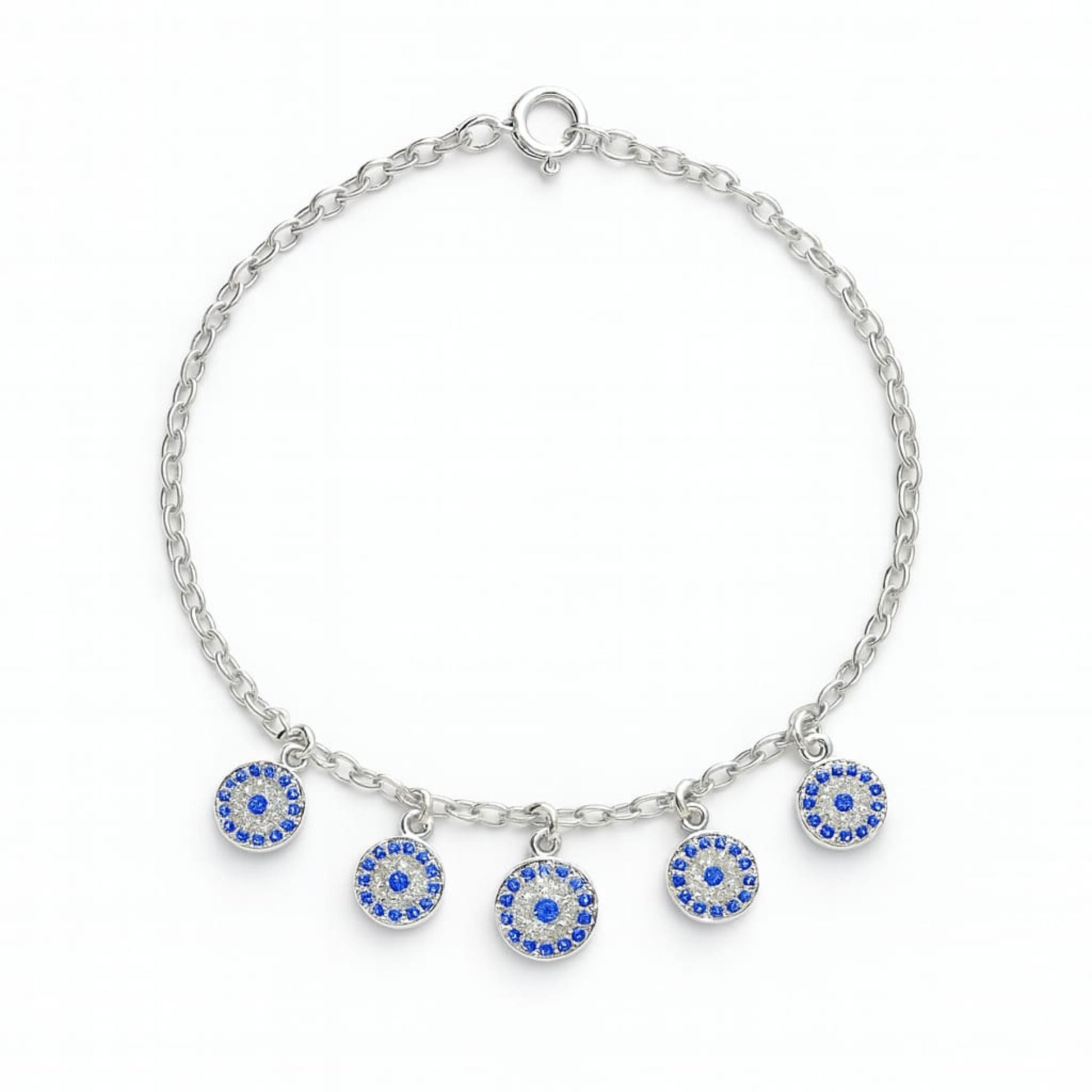 Azure Charm Evil Eye Sterling Silver Bracelet - Eloura Sterling