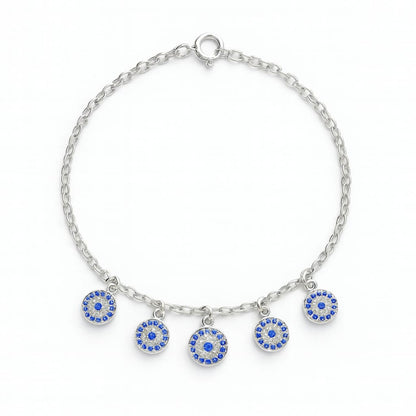 Azure Charm Evil Eye Sterling Silver Bracelet - Eloura Sterling