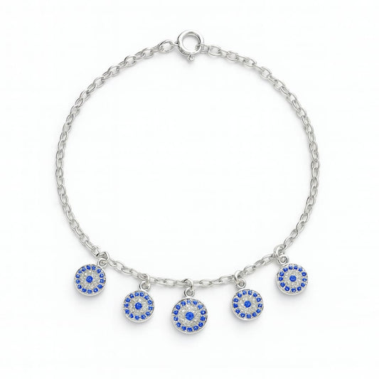 Azure Charm Evil Eye Sterling Silver Bracelet - Eloura Sterling