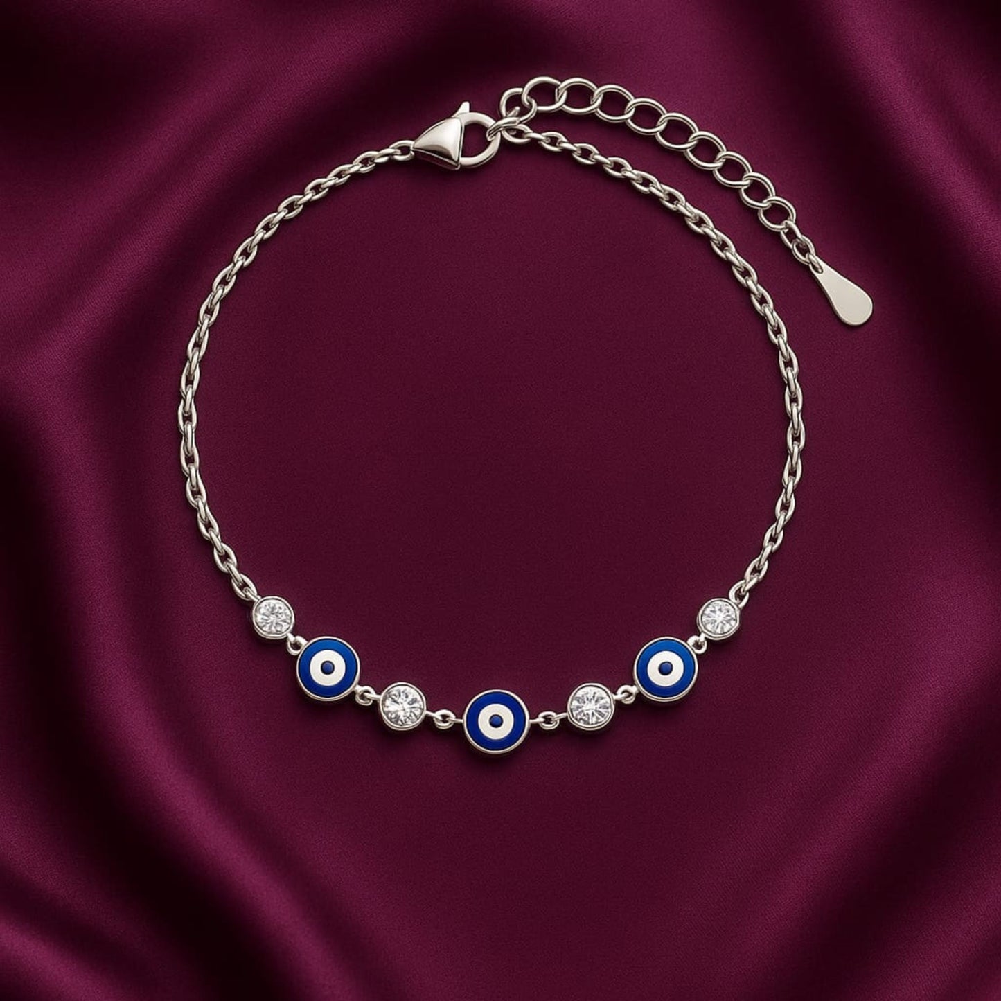 Azure Evil Eye Bracelet 925 Sterling Silver Blue Charm - Eloura Sterling