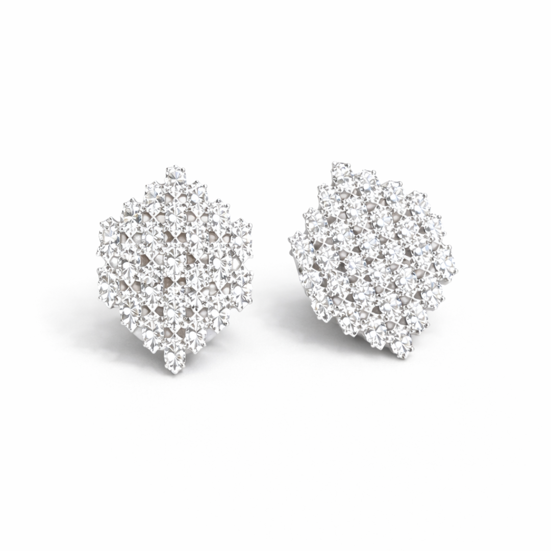 Silver Bloom Stud in 925 sterling silver with floral cluster design