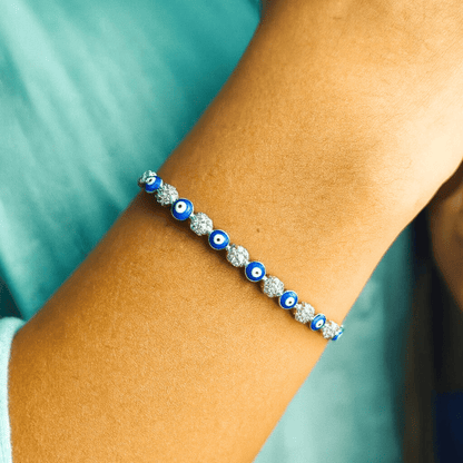 Celeste Evil Eye Bracelet 925 Sterling Silver Beaded Charm - Eloura Sterling