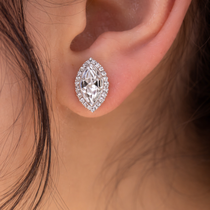 Silver marquise cut CZ stud earrings in 925 sterling silver