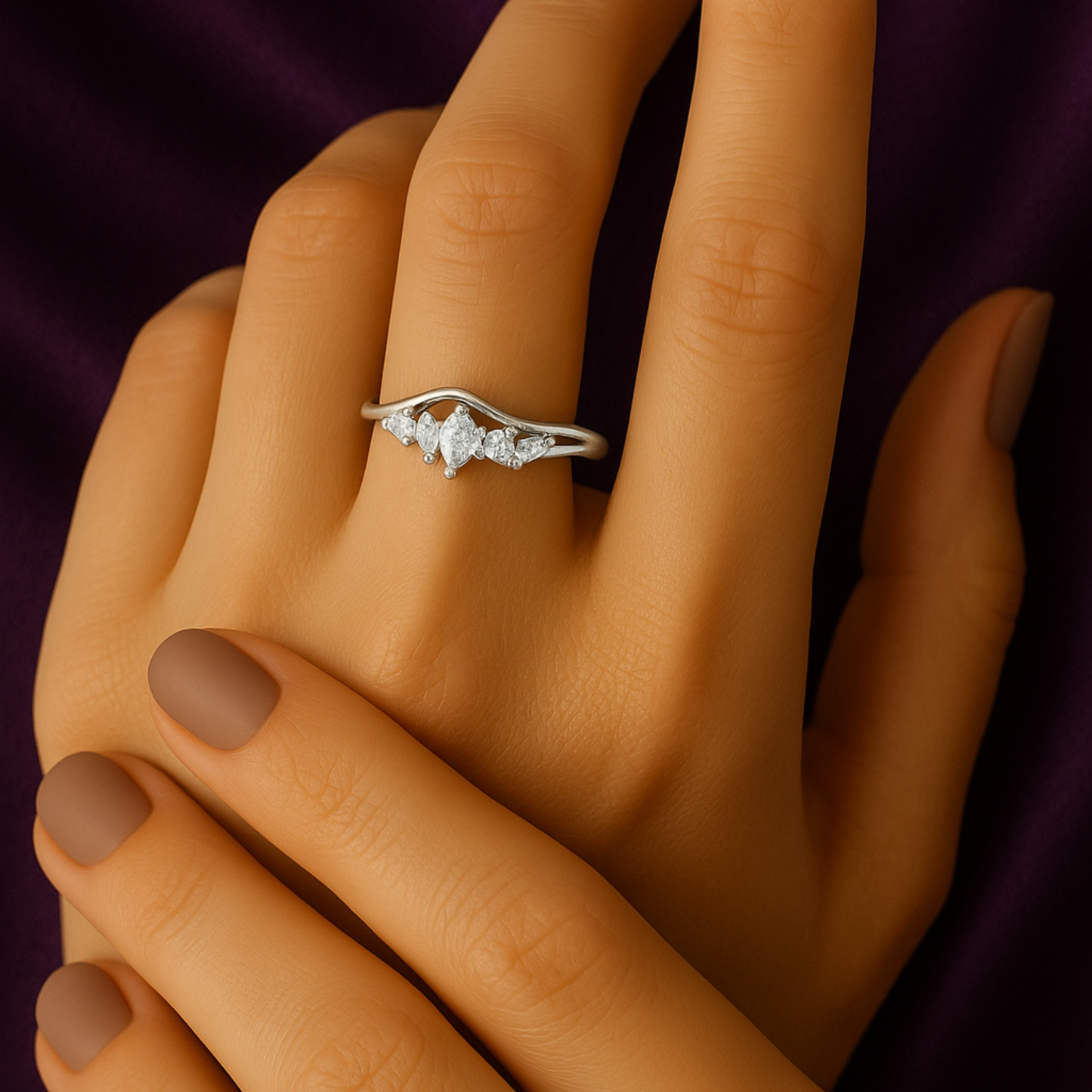 Silver Marquise Cluster Ring-Eloura Sterling